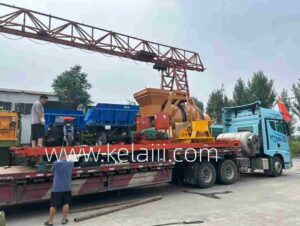 Photos of a custom-made prefabricated machinery unit being loaded at the factory.