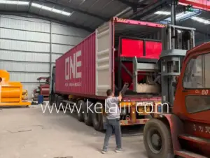 Photos of a custom-made prefabricated machinery unit being loaded at the factory.