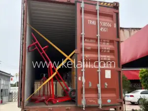 Photos of a custom-made prefabricated machinery unit being loaded at the factory.